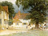 Surrey Canvas Paintings - White Horse Inn, Shere, Surrey